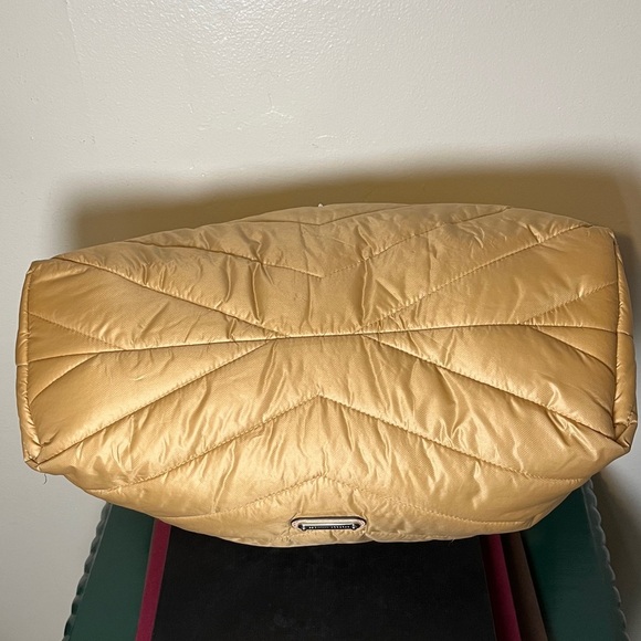 Rebecca Minkoff Edie Nylon Quilted Chain Strap Gold XL Messenger Shoulder Bag - Picture 8 of 16